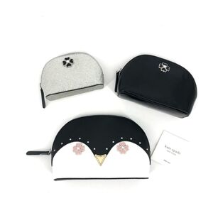 Kate Spade "Frosty" Black and Silver Triple Dome Cosmetic Case